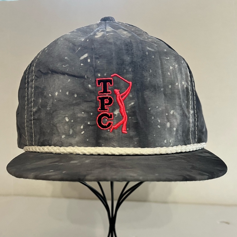 TPC Gray RARE Vintage Golf Cap Hat with Red Embroidery & White Rope